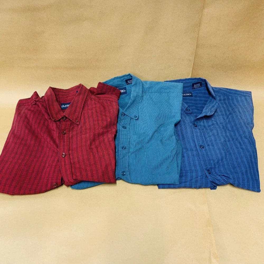 Lot of 3 Mens Large Puritan Short Sleeve Button Up Casual Dress Shirt L